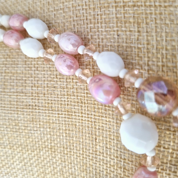 W Germany Chic Pink and Cream Multi-Strand Necklace - Picture 3 of 13